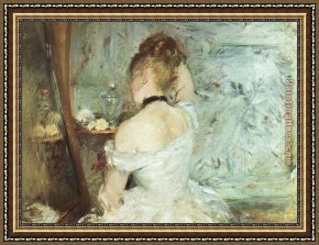 Toilette Framed Paintings - A Woman at her Toilette by Berthe Morisot