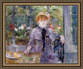 Berthe Morisot Framed Paintings - After Luncheon by Berthe Morisot