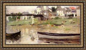 View of The Seine Framed Paintings - Boats on the Seine by Berthe Morisot