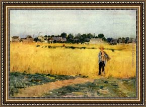 Field I Framed Paintings - Grain field, Musee d'Orsay by Berthe Morisot