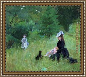 Berthe Morisot Framed Paintings - In a Park by Berthe Morisot