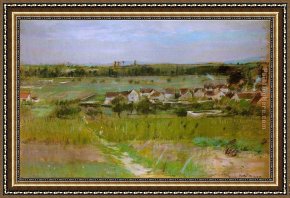 Village in The Snow Framed Paintings - Le village de Maurecourt by Berthe Morisot