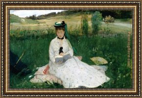 Reading a Book Framed Paintings - Reading by Berthe Morisot