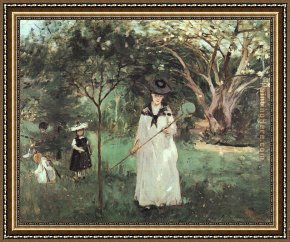 Berthe Morisot Framed Paintings - The Butterfly Chase by Berthe Morisot