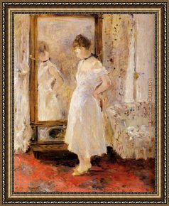 Violin And Glass Framed Paintings - The Cheval Glass by Berthe Morisot