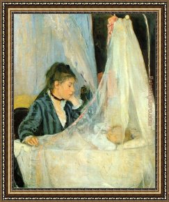 Berthe Morisot Framed Paintings - The Cradle by Berthe Morisot