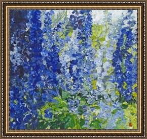 Burgers Framed Paintings - A Deep Quieting Blue by Bobbie Burgers