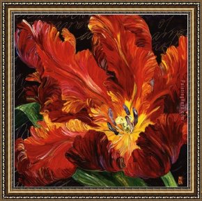 Burgers Framed Paintings - Impasto Flower II by Bobbie Burgers