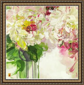 Study Framed Paintings - Peony Study by Bobbie Burgers
