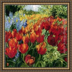 Burgers Framed Paintings - Tulips by Bobbie Burgers