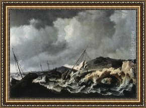 Shipwreck Framed Paintings - Shipwreck by Bonaventura Peeters the Elder