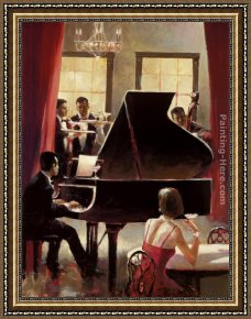 Jazz Framed Paintings - Piano Jazz by Brent Heighton