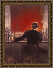 Twilight Romance by Brent Lynch Framed Paintings - Cigar Bar by Brent Lynch