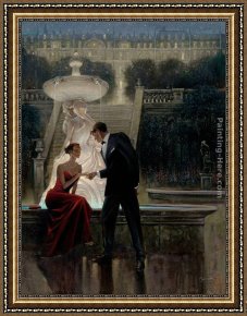 Twilight Romance by Brent Lynch Framed Paintings - Twilight Romance by Brent Lynch