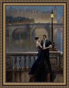 Twilight Romance by Brent Lynch Framed Paintings - Under the Stars by Brent Lynch