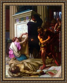 Demosthene S'exerce a La Parole Framed Paintings - The Death of Demosthenes by Camille Felix Bellanger