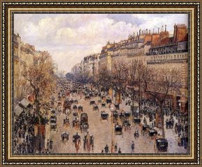Building Framed Paintings - Boulevard Montmarte by Camille Pissarro