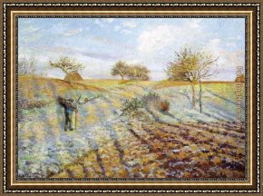 Place Blanche Boulevard Clichy Framed Paintings - Gelee Blanche by Camille Pissarro