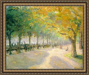 Trees in Park Framed Paintings - Pissarro Hyde Park by Camille Pissarro