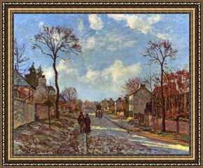 Rue De Louvre Framed Paintings - Rue de Louveciennes 1872 by Camille Pissarro