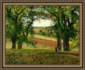 Trees Framed Paintings - The Chestnut Trees at Osny by Camille Pissarro