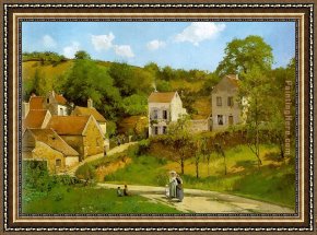 La Cote Des Boeufs The Hermitage Framed Paintings - The Hermitage at Pontoise by Camille Pissarro