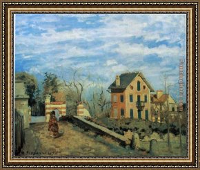 Village in The Snow Framed Paintings - Village de Voisins 1872 by Camille Pissarro