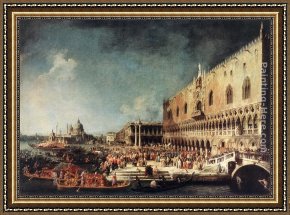 Arrival Framed Paintings - Arrival of the French Ambassador in Venice by Canaletto