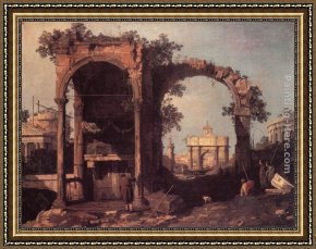 Classic Tuscany Framed Paintings - Capriccio Ruins and Classic Buildings by Canaletto