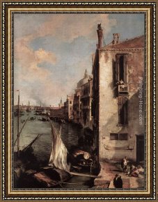 Canaletto Framed Paintings - Grand Canal, Looking East from the Campo San Vio (detail) by Canaletto