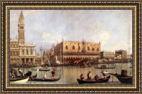 Canaletto Framed Paintings - Palazzo Ducale and the Piazza di San Marco by Canaletto