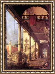 Canaletto Framed Paintings - Perspective by Canaletto