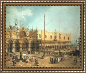 View of The Bacino Di San Marco Framed Paintings - Piazza San Marco - Looking Southeast by Canaletto
