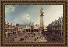 Canaletto Framed Paintings - Piazza San Marco with the Basilica by Canaletto