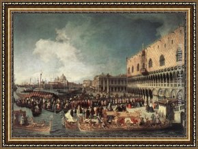 Canaletto Framed Paintings - Reception of the Ambassador in the Doge's Palace by Canaletto