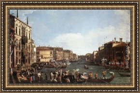 Canaletto Framed Paintings - Regatta on the Grand Canal by Canaletto