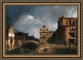 Canaletto Framed Paintings - Santi Giovanni e Paolo and the Scuola di San Marco by Canaletto