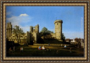 Canaletto Framed Paintings - The Eastern Facade Of Warwick Castle by Canaletto