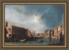 Canaletto Framed Paintings - The Grand Canal from Rialto toward the North by Canaletto