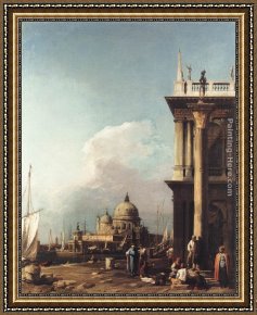 Santa Maria Della Salute Framed Paintings - Venice The Piazzetta Looking South-west towards S. Maria della Salute by Canaletto