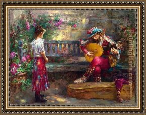 Musician's Table Framed Paintings - GIRL WITH MUSICIAN by Cao Yong