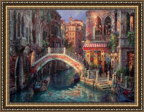 Bridge Framed Paintings - Venice Over the bridge by Cao Yong