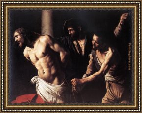 The Presentation of Christ Framed Paintings - Christ at the Column by Caravaggio