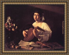 Caravaggio Framed Paintings - Lute Player by Caravaggio