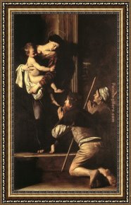 Madonna with St. Jerome (the Day) Framed Paintings - Madonna di Loreto by Caravaggio