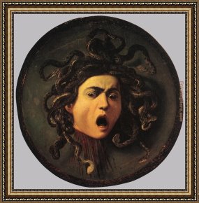 Caravaggio Framed Paintings - Medusa by Caravaggio