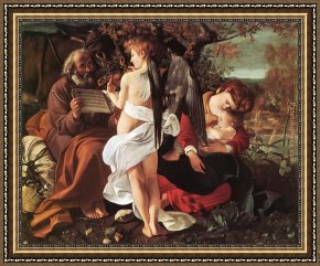 Flight Framed Paintings - Rest on Flight to Egypt by Caravaggio