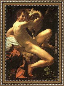 Caravaggio Framed Paintings - St. John the Baptist by Caravaggio