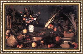 Flower of Life Framed Paintings - Still Life with Flowers and Fruit by Caravaggio