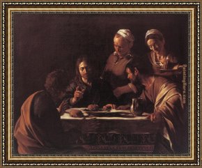 Caravaggio Framed Paintings - Supper at Emmaus by Caravaggio